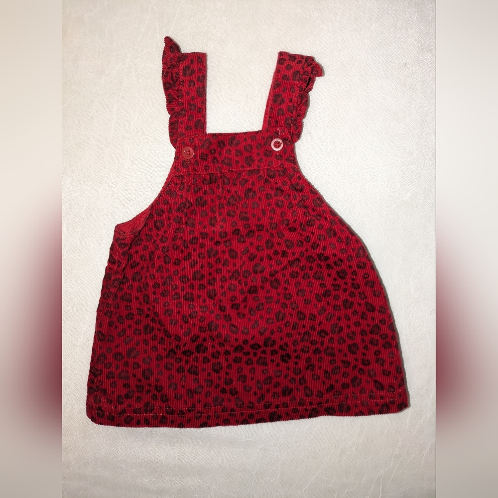 Carter's 6 Months Red With Black Leopard Print Shortall Dress